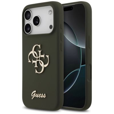 Etui Guess Silicone Big 4G Script na iPhone 17 Pro - zielone