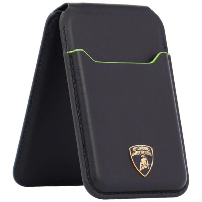 6. Portfel magentyczny Lamborghini D1 Genuine Leather MagSafe na telefon - czarno-zielony