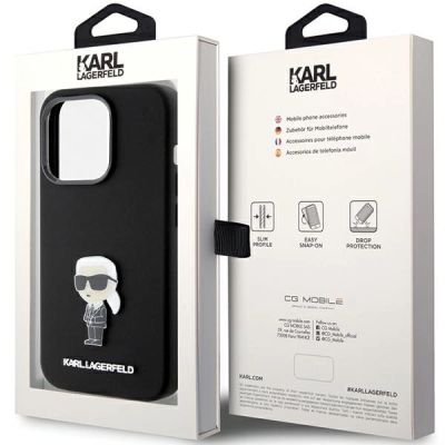 8. Etui Karl Lagerfeld Silicone Ikonik Metal Pin na iPhone 15 Pro - czarne