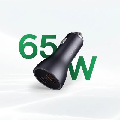 13. Baseus Golden Contactor Pro ładowarka samochodowa USB-A + 2x USB-C 65W ciemnoszary (CGJP010013)