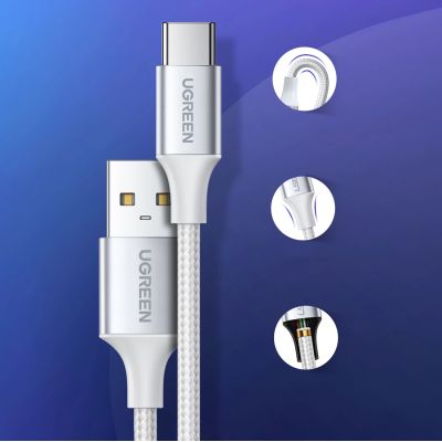 6. Kabel Ugreen US288 60131 USB-A / USB-C QC 3.0 3A 1m - biały