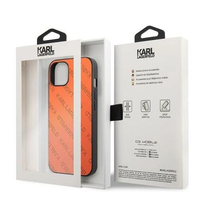 8. Etui Karl Lagerfeld Perforated Allover na iPhone 13 mini - pomarańczowe