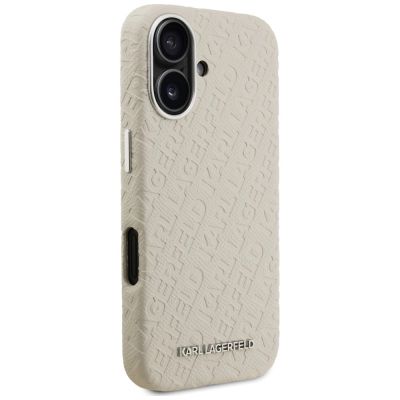 4. Etui Karl Lagerfeld FW Stamped Karl MagSafe na iPhone 16 - beżowe