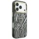 4. Etui Guess IML Zebra Glitter Triangle Logo MagSafe na iPhone 18 Pro / 17 Pro - srebrne