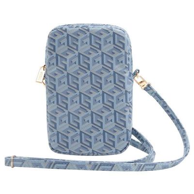 2. Torebka Guess Zip GCube Bottom Stripe na telefon - niebieska