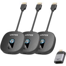 Unitek Bezprzewodowy transmiter HDMI 1080p, 1 nadajnik + 2 odbiorniki, czarny
