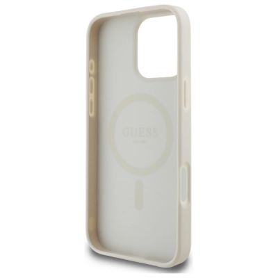 7. Etui Guess Grained Gold Ring MagSafe na iPhone 16 Pro Max - beżowe