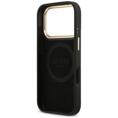 7. Etui Guess 4G Logo Plate MagSafe na iPhone 18 Pro / 17 Pro - czarne