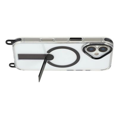 4. Etui na iPhone 17 z podstawką krótkim paskiem 30 cm i długim paskiem 120 cm kompatybilne z MagSafe - czarne
