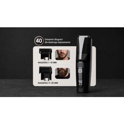 3. Extralink | Maszynka do strzyżenia brody i włosów z pojemnikiem | Zakres 1–20 mm | USB-C, IPX6, 800 mAh