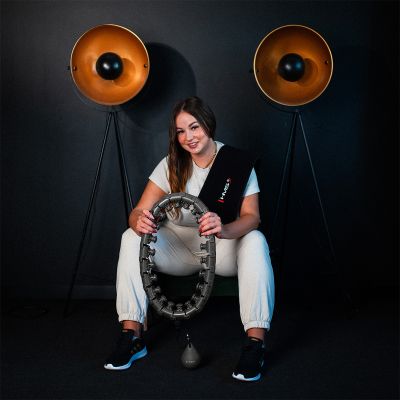 6. ZESTAW HULA HOP HHW12 BLACK Z WYPUSTKAMI I OBCIĄŻNIKIEM HMS + PAS BR163 BLACK PLUS SIZE