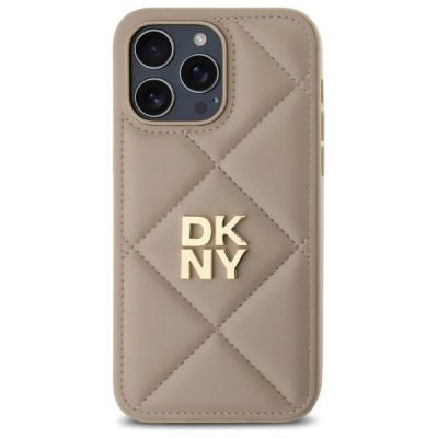 3. Etui DKNY Quilted Stack Logo na iPhone 14 Pro Max - beżowe