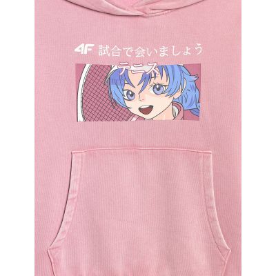 2. Bluza dresowa nierozpinana z kapturem dziewczęca  4F 4FJRAW25TSWSF2294-54S