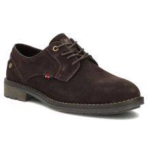 Skórzane półbuty męskie casual zamsz ciemny brąz Filippo MP8317