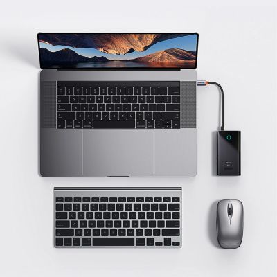 12. Hub USB-C Baseus PioneerJoy 4xUSB-A 3.0 - szary