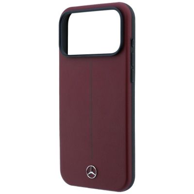 6. Etui Mercedes Leather Semi Wrap Iconic Line MagSafe na iPhone 18 Pro / 17 Pro - burgundowe