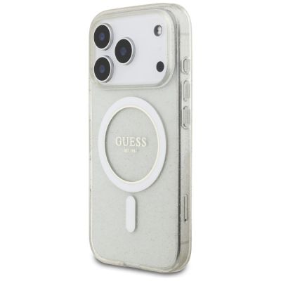 3. Etui Guess IML Glitter Pearl Strap MagSafe do iPhone 17 Pro - przezroczyste