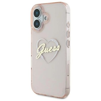 2. Etui Guess IML Heart na iPhone 16 - różowe