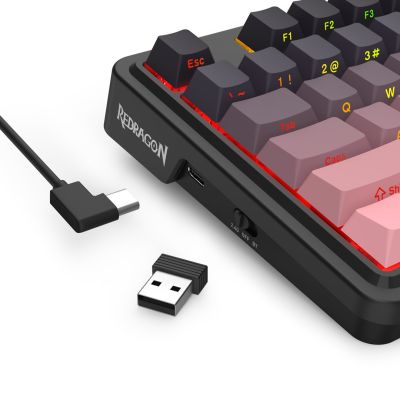 7. REDRAGON K728SP-RGB-PRO Antonium Pro klawiatura USB + RF Wireless + Bluetooth Czarny, Różowy