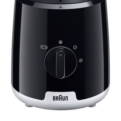 2. Mikser stojący Braun JB1051BK Household PowerBlend 1 ze szklaną nasadką blendera 1,5 l z kubkiem na wynos, gadżety kuchenne do kruszenia, przecierania i mieszania, funkcja kruszenia lodu, 2 prędkości