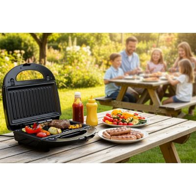 15. ELDOM OPIEKACZ WIELOFUNKCYJNY 5 IN 1 ST250 850W WYMIENNE PŁYTY: SANDWICH, GRILL, GOFRY, ORZESZKI, MINI PĄCZKI