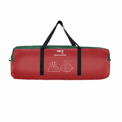 7. Namiot kempingowy NILS CAMP Rocker NC6013 3 osobowy zielono-czerwony