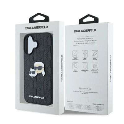 8. Etui Karl Lagerfeld Monogram Karl & Choupette Head Pin na iPhone 16 - czarne