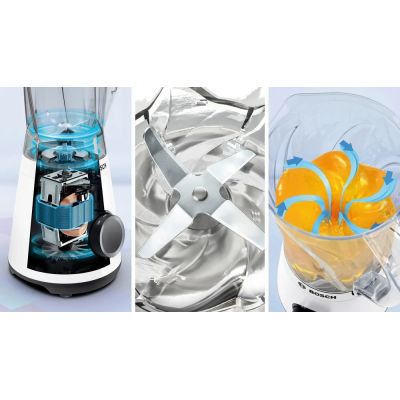 9. Blender Bosch MMB6141W VitaPower Seria 4 Blat stołu 1200 W Materiał słoika Tritan Pojemność słoika 1,5 L Biały