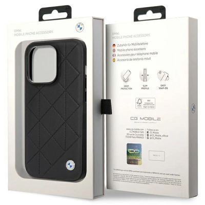 8. Etui BMW Leather Quilted na iPhone 14 Pro - czarne