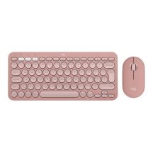 Logitech Pebble 2 Combo klawiatura Dołączona myszka Uniwersalne RF Wireless + Bluetooth QWERTY Amerykański międzynarodowy Różowy