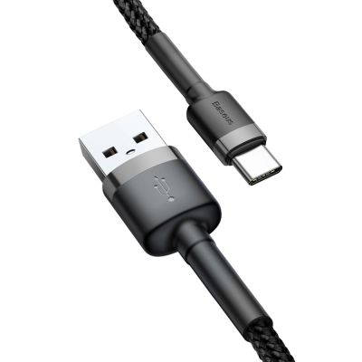7. Kabel Baseus Cafule USB-A / USB-C QC 3.0 3A 0.5 m - czarno-szary