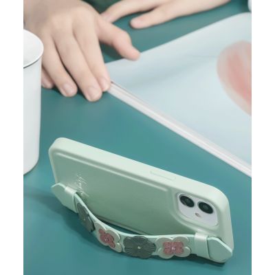 8. Kingxbar Sweet Series żelowe etui ozdobione oryginalnymi Kryształami Swarovskiego z podstawką iPhone 12 Pro Max niebieski