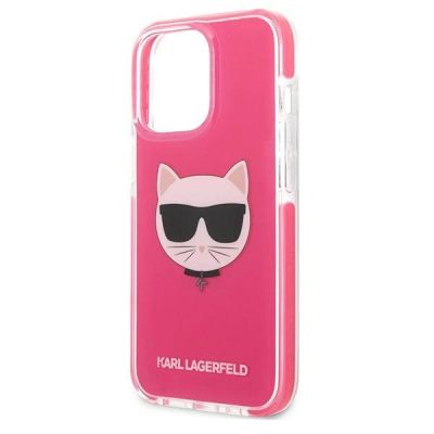 6. Etui Karl Lagerfeld Choupette Head na iPhone 13 Pro / iPhone 13 - fuksjowy
