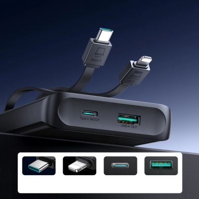 9. Powerbank Joyroom JR-PBF19 22.5W 10000mAh z dwoma wbudowanymi kablami - czarny