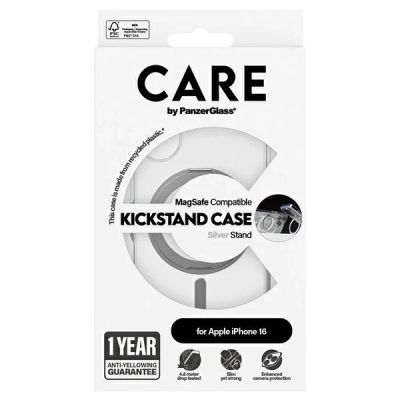 5. Etui CARE by PanzerGlass Feature Kickstand Case z MagSafe na iPhone 16 - srebrne