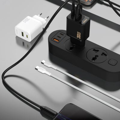 6. Ładowarka sieciowa Dudao A27TCEU PD 30W GaN USB-A USB-C z kablem USB-C - biała
