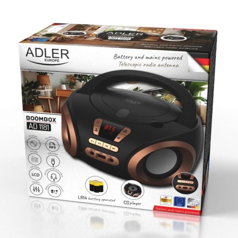 4. Odtwarzacz CD/MP3 (boombox) ADLER AD 1181bc