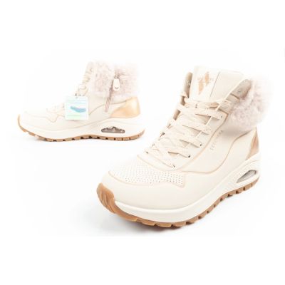 8. Skechers Uno Rugged buty sportowe damskie botki ocieplane zimowe beżowe