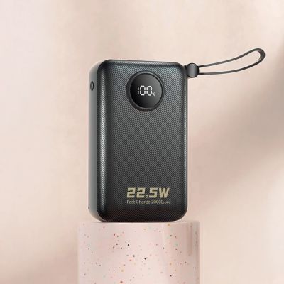 2. Powerbank Dudao K14+ 20000mAh 22.5W USB-C / USB-A / wbudowane kable Lightning i USB-C - czarny