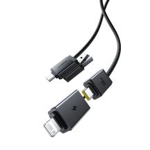 Kabel Baseus Versatile 60W USB-C - USB-C z adapterami USB-A i Lightning 0.6 m - czarny