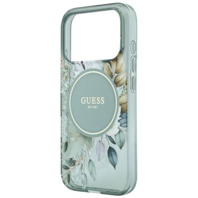 5. Etui Guess IML Flowers Pearl Strap MagSafe na iPhone 18 Pro Max / 17 Pro Max - zielone
