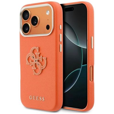 Etui Guess FW Resin Logo na iPhone 17 Pro Max - pomarańczowe