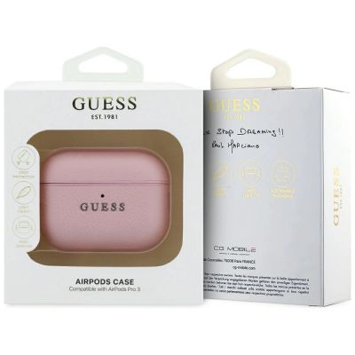 4. Etui Guess Grained Classic Logo na AirPods Pro 3 - różowe