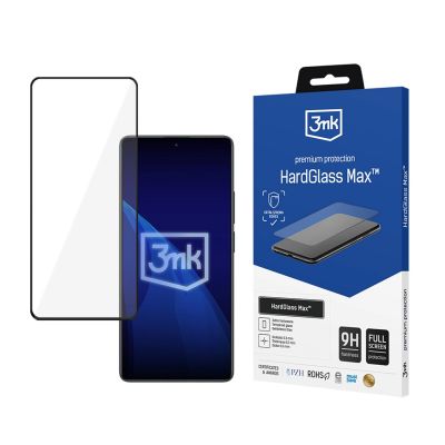 Wzmocnione szkło hartowane na cały ekran 3mk HardGlass Max Black na Xiaomi Redmi Note 13 Pro 4G / 5G