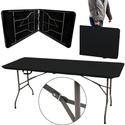 11. STÓŁ CATERINGOWY SKŁADANY W WALIZKĘ 180x70x74CM MAX.100KG CZARNY