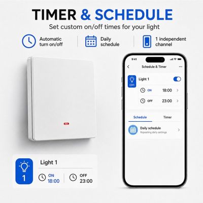 10. QOLTEC WŁĄCZNIK/WYŁĄCZNIK ŚWIATŁA | 1-KANAŁOWY | WI-FI | TIMER | TUYA | BIAŁY