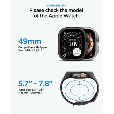 10. Pasek z obudową Spigen Liquid Air Pro + Szkło hartowane 9H na Apple Watch Ultra 49 mm - czarny
