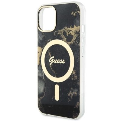 6. Etui Guess Golden Marble MagSafe na iPhone 14 - czarne