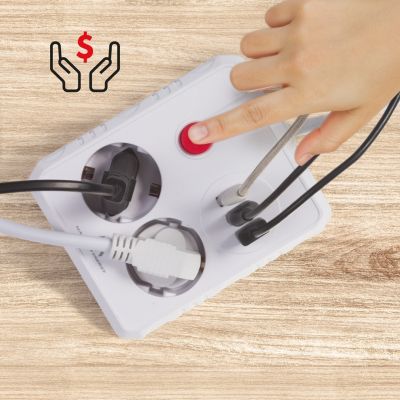 11. MACLEAN LISTWA ZASILAJĄCA, PRZEDŁUŻACZ 2 GNIAZDA + 3XUSB, 110-240V AC 50/60HZ, 2.1A MAX 2500W, 1.5M, BIAŁA MCE387 W