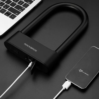 6. Zapięcie rowerowe Rockbros 32210818001 SMART z czytnikiem linii papilarnych i łącznością Bluetooth - czarny